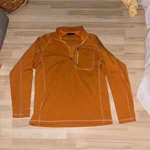 Men's Orange Orvis Half-Zip Sweater